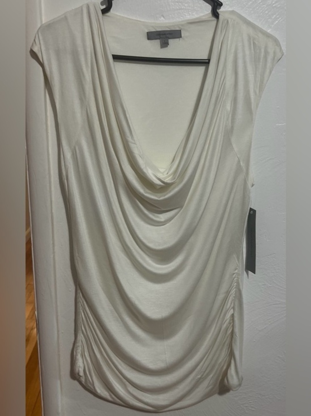 #8 NWT Classiques Entier White Rouched Sleeveless Top Size L